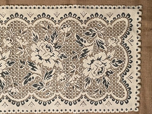 Victorian Rose Lace Table Runner 16.5" x 54" Green and Off White Bedroom - Picture 3 of 4