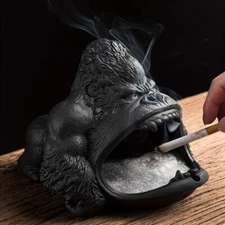 Whimsical Ceramic Gorilla Ashtray Unique Handcrafted Animal Decor for Home & Car