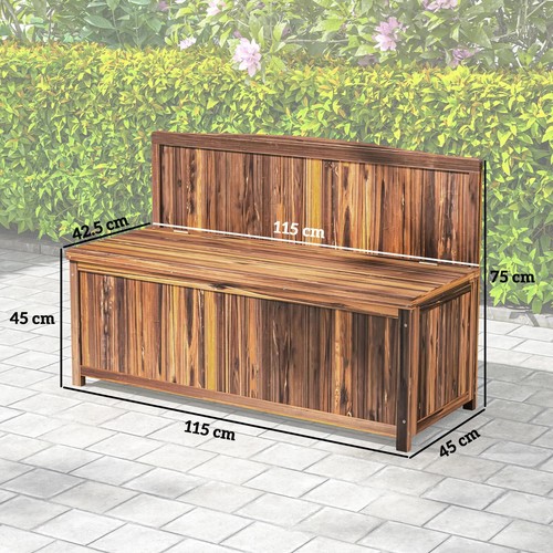 Wooden Storage Bench for Garden Tools Patio Furniture Seating with Lift Up Lid - Picture 6 of 14