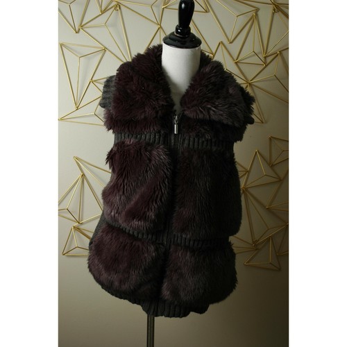 FUDA Gray Faux Fur Vest Size L Boho 