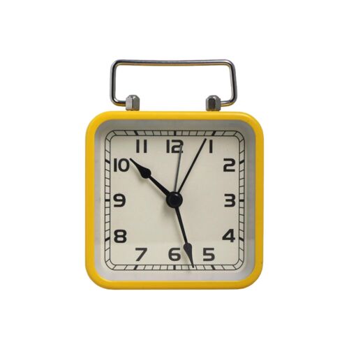 Small Retro Analog Alarm Clock Square Battery Operated Silent Elegant Bedside...