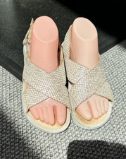 CLARKS Trigenic 'Tri Alexia' White & Gold Glint Sandals UK 4D / 37