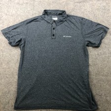 Columbia Polo Shirt Men Large Gray Short Sleeve Omni Wick Outdoors Hiking