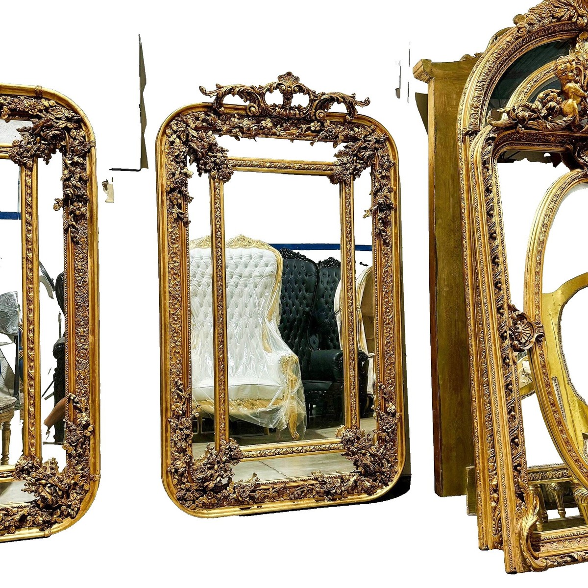 額装　vintage 鏡　gold 額装 vintage 鏡 gold Gold Convex Mirror - Etsy