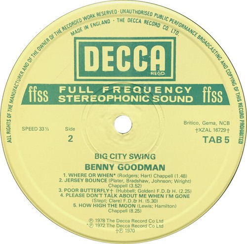 Benny Goodman - Big City Swing (LP, Comp) - Picture 4 of 4