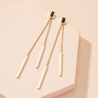 Vintage Earrings,  Long Thread,  Geometric Dangle,  Drop Earrings For Women