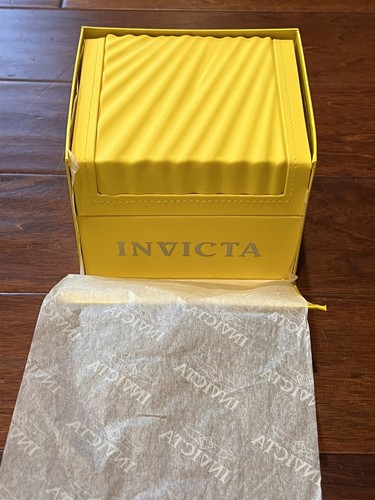Large Invicta Empty Yellow Presentation Watch Box Case With Pillow & Paperwork - Picture 2 of 8