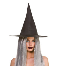 Adult Ladies Black 43cm Witch Hat Halloween Fancy Dress Costume Accessory