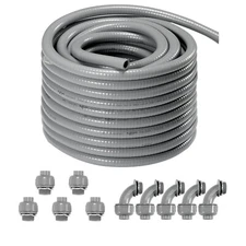 VEVOR 100FT Flexible Liquid-Tight Electrical PVC Conduit Non-Metallic 1/2 - 1in