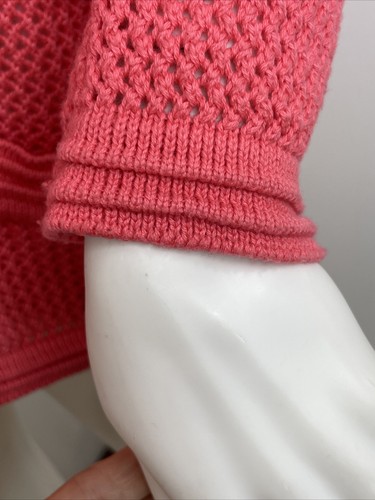 Jackyn Smith Knit Hooded Cardigan S Zip Pockets Salmon Pink Cotton See Through - Picture 8 of 15