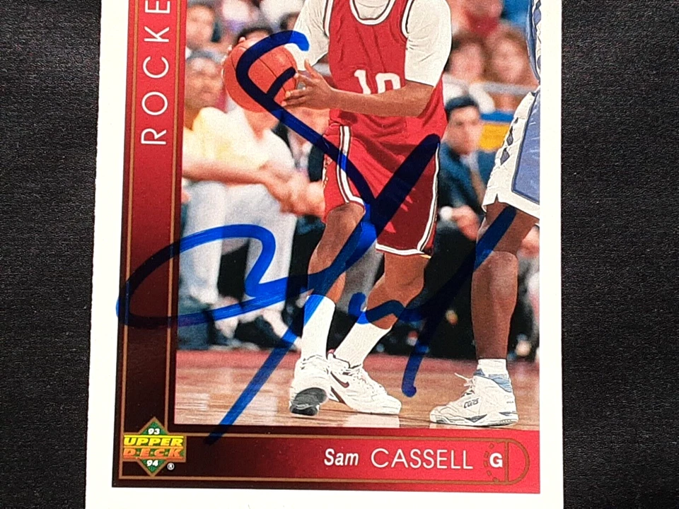 Tarjeta de baloncesto de novato firmada autografiada por Sam Cassell Houston Rockets 1993-94 Foto 2 de 2
