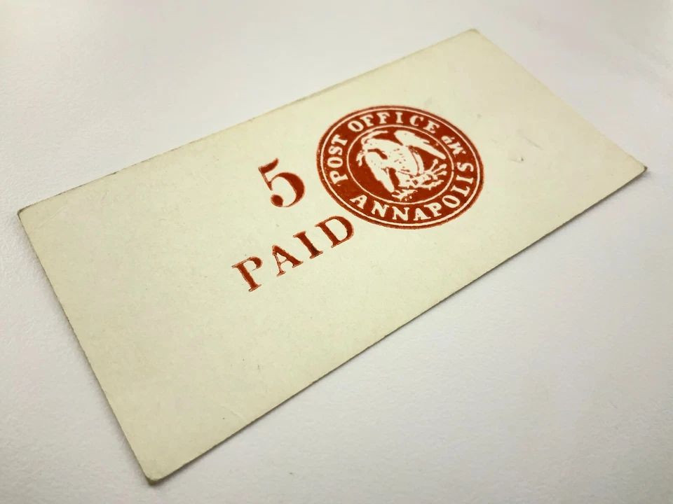 One 5 Paid Post Office Annapolis Pre-Paid Sticker Maryland Postal History HH483 - Image 3 of 4