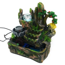 Zen Indoor Tabletop Water Fountain Resin Rockery Waterfall Mist Water Feature