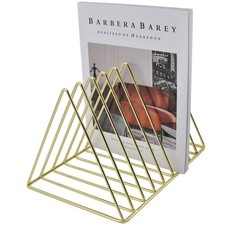EASEPRES Gold File Holder Organizer, Triangle Record Album Holder Magazine Wi...