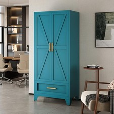 Industrial Metal Armoire with Single Drawer