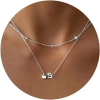 Herzkette Edelstahl 14K Gold Silber Mit Buchstaben AnhäNger FüR Damen MäDchen
