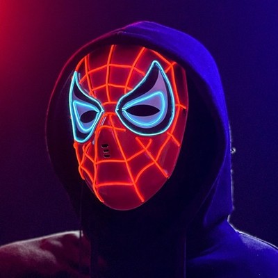 Halloween Face Mask Spider-Man Iron Man Hulk Captain America LED Cosplay Gifts