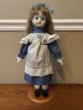 Vintage Collectible Porcelain Bisque Doll, Perfect Condition with Stand