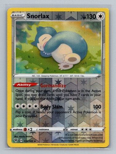 Snorlax 131/185 Rare Vivid Voltage Pokemon Reverse Holo Lightly Played