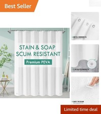 Versatile White PEVA Shower Curtain Liner - Quality  Machine Washable