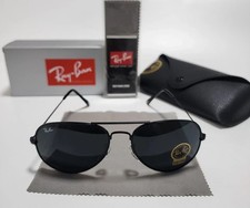 Ray-Ban 3025 Aviator Sunglasses, Black Frame, 58mm Gray Lenses