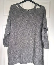 Excellent Condition F&F Grey Jersey Cold Shoulder Top Size 14