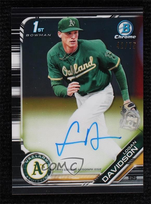2019 Bowman Draft Chrome Pick Black Refractor 42/75 Logan Davidson Auto 0b67