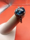 Sterling Silver 925 Ring With An Oval 9x7 mm Swiss Blue Topaz Surrounded By Czs  — photo 4