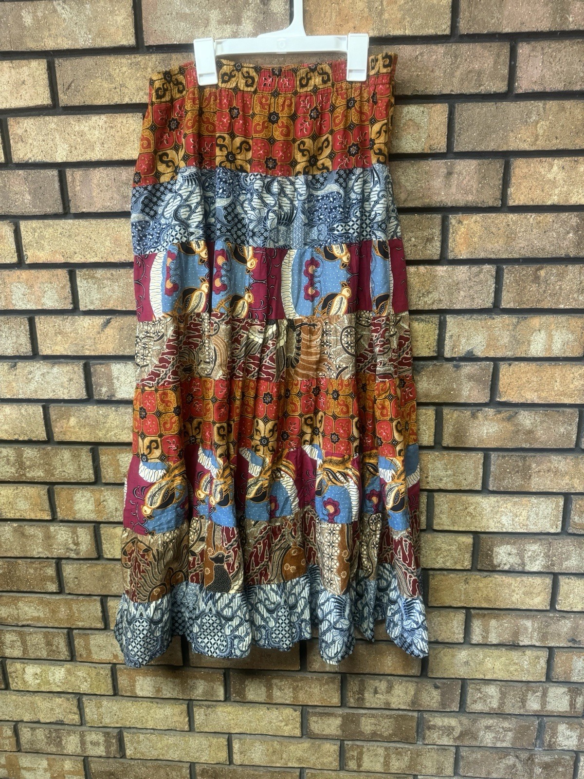 Boho Maxi Skirt Patchwork Sized Medium Stretched … - image 1