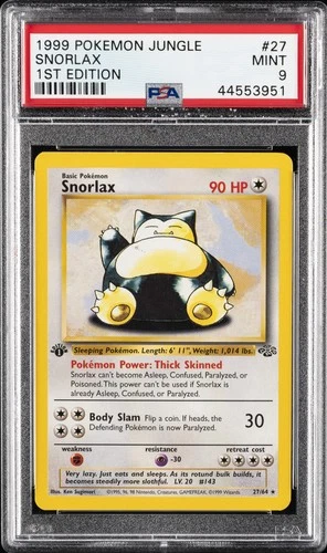 1999 POKEMON JUNGLE 1ST ED #27 SNORLAX PSA 9