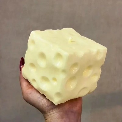 Jumbo Cheese Cube Stress Ball Big Cheese Shapeable Squeeze Ball Non-Bounce Fidge