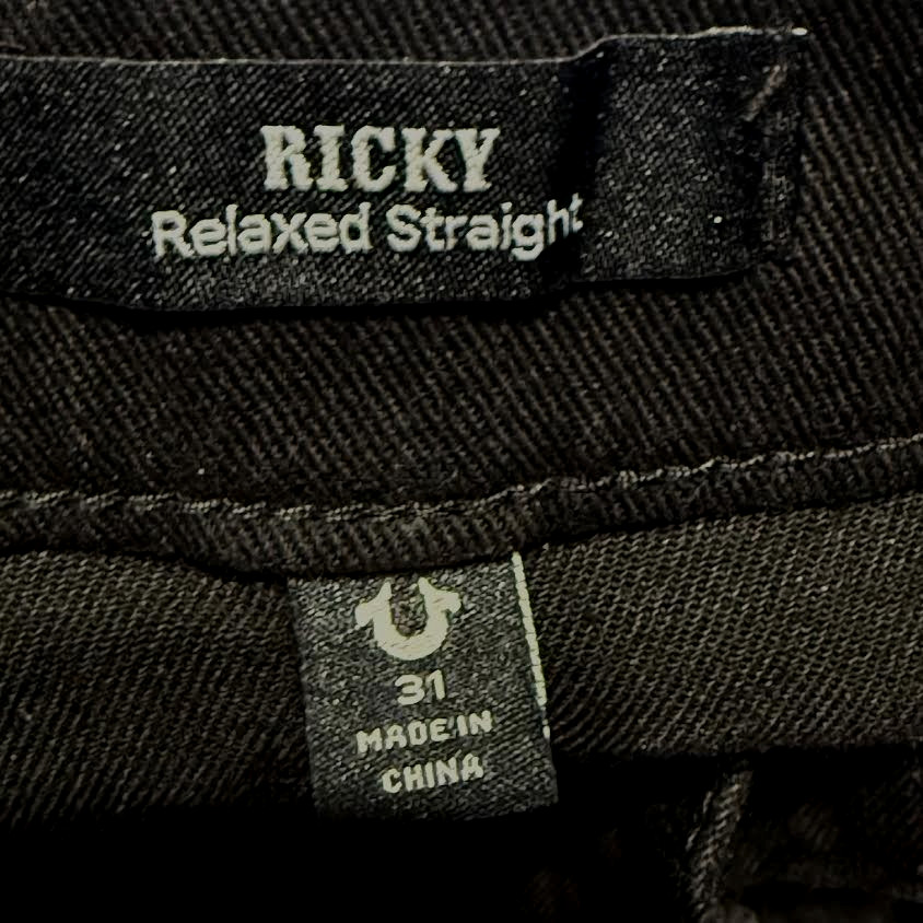 NWT True Religion Jeans Mens 32 Black Ricky Relaxed Straight Flap Pockets $149 thumbnail 19