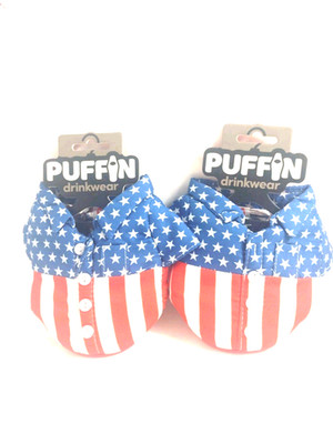 LIMITED EDITION 2 Puffin Drinkwear Beverage Holders Koozie Stars Stripes Freedom