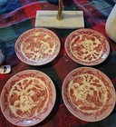 Four Vintage Pink Willow Tea Saucers Fine Quality Japan Pink / Red