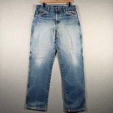 Vintage Dickies Mens Relaxed Fit Carpenter Jeans Light Wash Blue Denim 34x33
