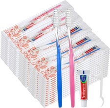 200 Sets Disposable Toothbrushes with Toothpaste and Floss Bulk Individually