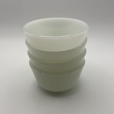 4 Vintage Fire King Anchor Hocking Milk Glass Custard Cup Fruit Bowls