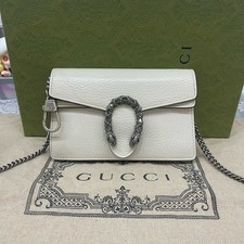 Gucci Dionysus Mini Calfskin Leather Chain Crossbody Shoulder Bag White Auth