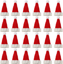 Bencailor 24 Pcs Mini Santa Hats for Crafts Small Christmas Knit Hat Tiny Snowma