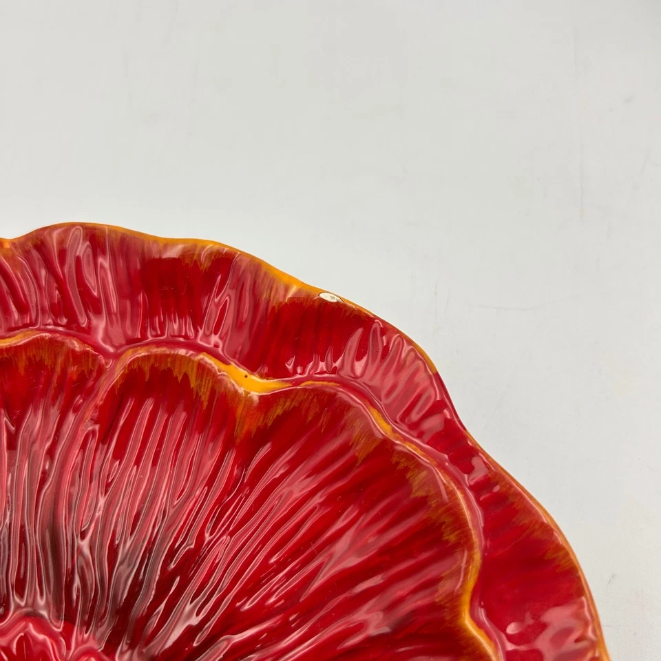 Nuevo con etiquetas Plato de ensalada de flores rojas Pier 1 Imports Poppy 8" loza pintada a mano Foto 3 de 4