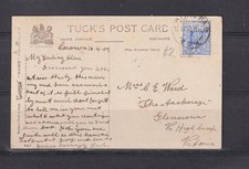 NEW SOUTH WALES, COROWA cds., 1907 ppc CLARA,Large Letters, Girls to Victoria
