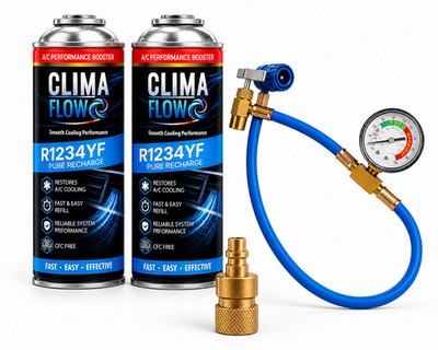 Clima Flow 2x R1234yf Ersatzgas Klimaanlage Nachfüllgas Klima Schlauch Adapter