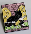 Black Cat Tarot Card Lapel Pin 4 Of Cups