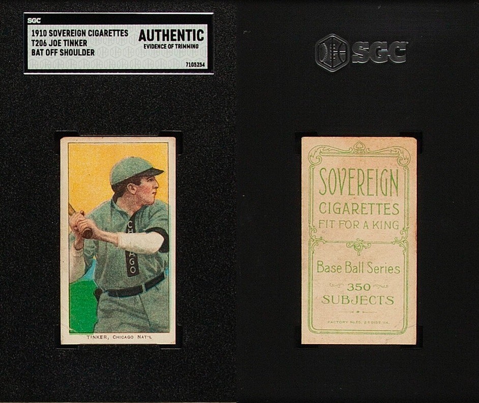 1909 T206 Joe Tinker Bat Off Shoulder CHICAGO CUBS HOF SGC A ***Sovereign 350***