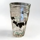 Vtg 4 Anchor Hocking 16oz Glasses, Holstein Cows & White Picket Fence With Ivy