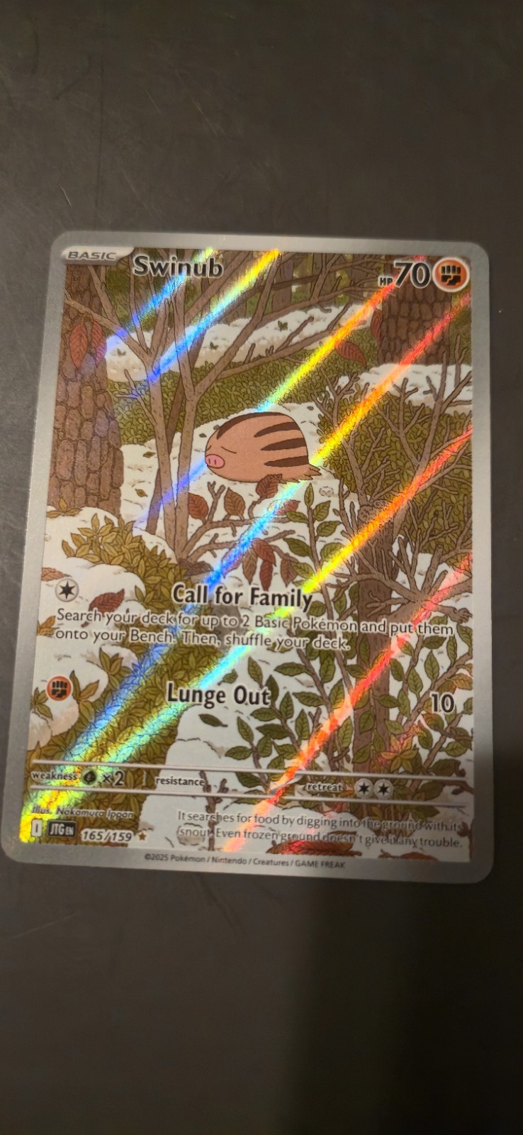 Pokémon TCG Swinub 165/159 Journey Together Illustration Rare Near Mint