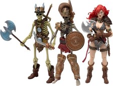 Red Sonja Deluxe Action Figure with Gladiator & Barbarian Skeletons Sold as Set