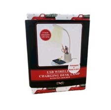 USB Wireless Charging Adjustable 3 Level Dimmable LED Desk Lamp  Organizer