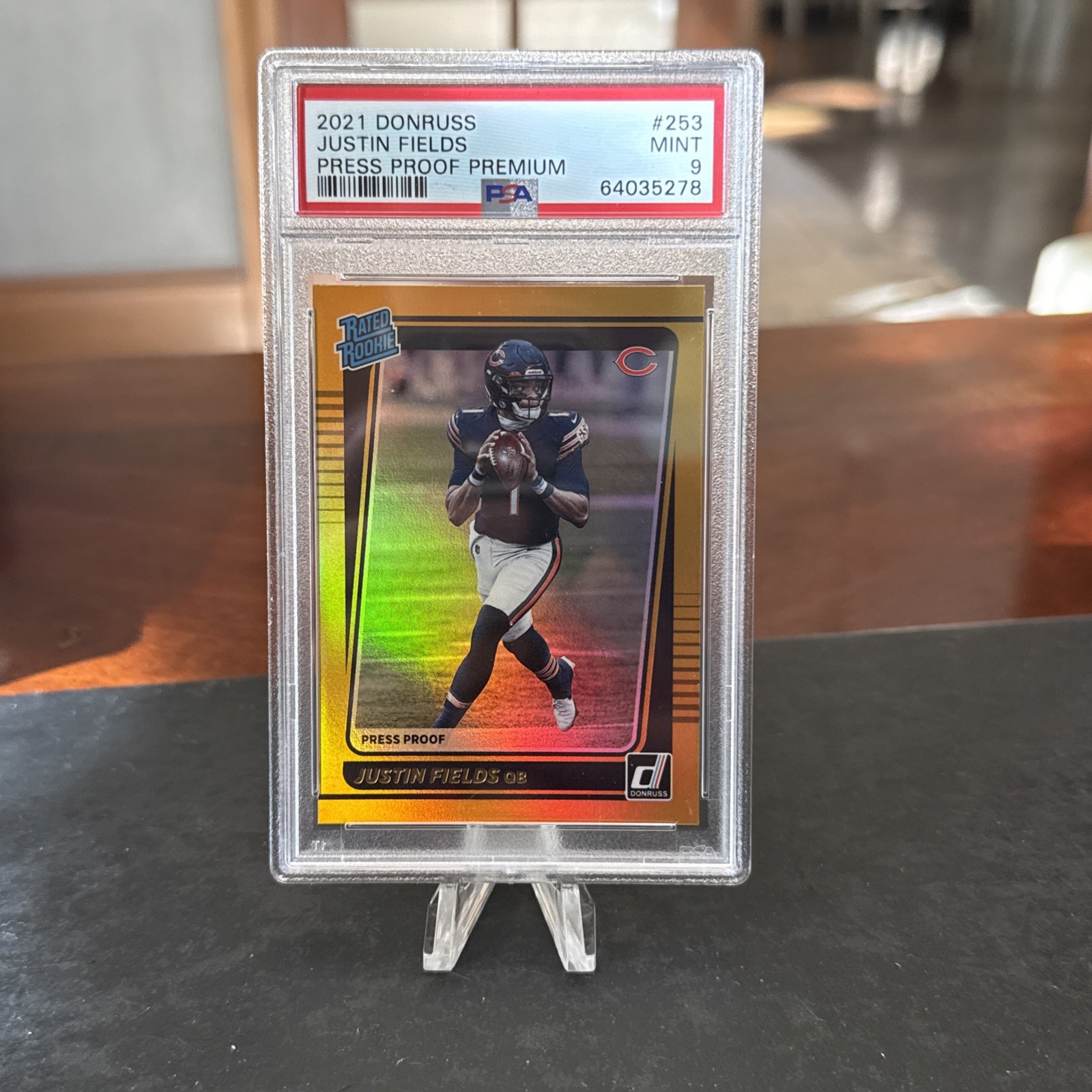 Justin Fields Rookie 2021 Panini Donruss Press Proof Premium Rookie PSA 9 Mint