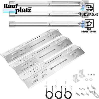 Gasgrill Brenner Edelstahl Universal 3er-Set Flammenverteiler für Grill